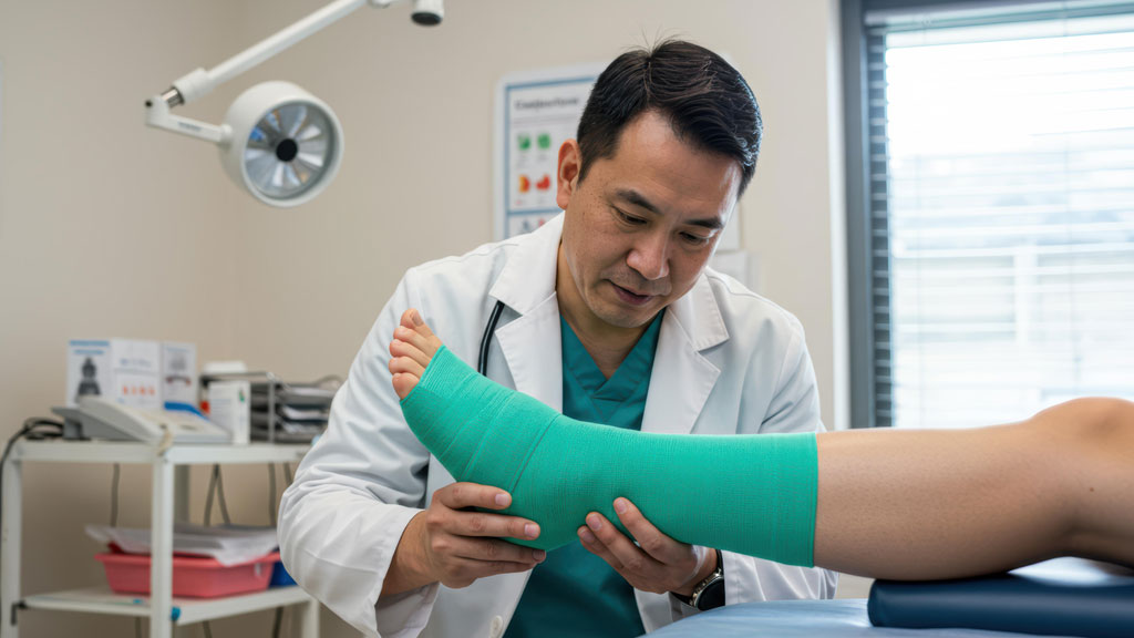 Chirurgien orthopédiste du pied en consultation avec patient cabinet médical Nice