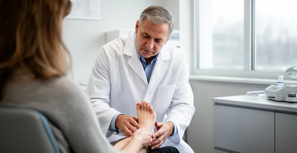 Consultation médicale spécialiste du pied examen clinique cabinet lumineux